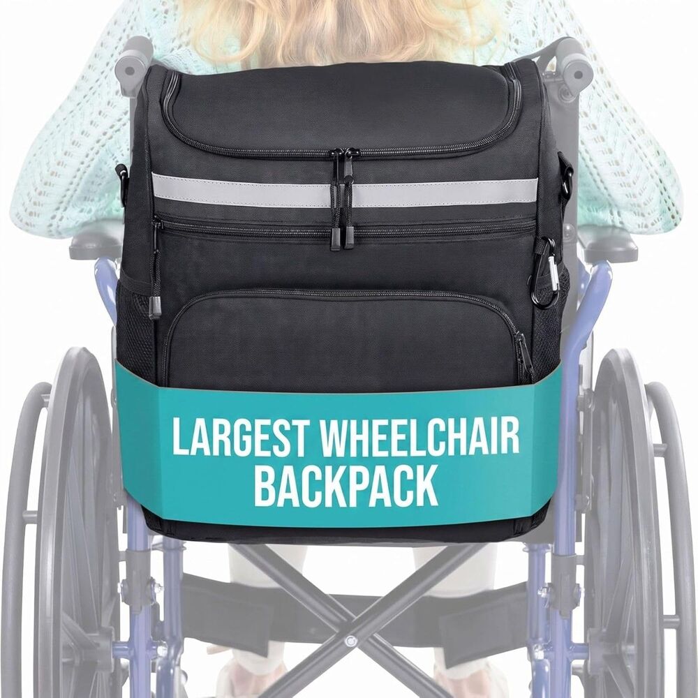 XL Wheelchair Backpack Waterproof Storage Organizer for Wheelchairs & Scooters